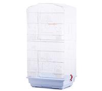 Bird Cage Flight Cage for Finches White Double Door Home Large Bird Villa, Eight Openings Budgerigar Breeding Cage, Wire Craft Sturdy Bird Cage, Easy to Install (Color : White-set1)
