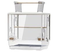 Bird Cage Flight Cage for Parakeet Small and Portable Travel Cage, Home Transparent Ornamental Cage, Acrylic Material Parrot Cage, Easy to Install (Color : White-set1)
