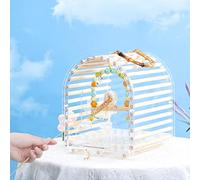 Bird Cage Flight Cage for Parrots Portable Transparent Parrot Cage, Breathable and Comfortable Bird Cage, Small Bird Travel Cage, with Pull-Out Tray (Color : Clear-Small)