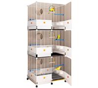 Bird Cage for Cockatiels and Budgies, Spacious Rolling Stand with Wheels, Easy Clean Pull Out Tray, Safety Horizontal Wire, Includes Feeders and Swings, 66x28in