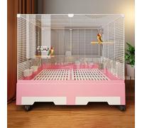Bird Cage for Cockatiels, Flight Bird Cage, with Baffle, for Sunbirds, Lovebirds, Indigobirds, Munias, and Thrushes(Pink)