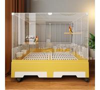 Bird Cage for Cockatiels, Flight Bird Cage, with Baffle, for Sunbirds, Lovebirds, Indigobirds, Munias, and Thrushes(Yellow)