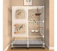 Bird Cage for Parakeets and Parrots with Wheels and Tray, Large White Bird Cage for Various Birds