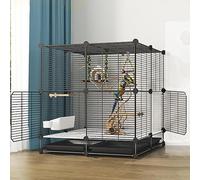 Bird Cage for Parakeets, Easy to Move with Tray, Feeder, Platform for Cockatiel, Lovebird, Pigeon - 75 x 75 x 119 cm