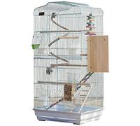 Bird Cage For Parakeets Wide Indoor Deluxe Large Breeding Cage, 36 Inch Height Wrought Iron Bird Cage, Parrot Cage With Toy Accessories, Removable Tray(Ice white-set4)