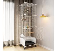 Bird Cage for Parakeets with Heightened Baffle, 1.3cm Encrypted Fence, Includes Accessories and Casters for Lovebirds Cockatiels Finches, Dimensions 37 * 37 * 95cm
