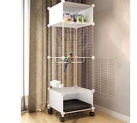 Bird Cage for Parakeets with Heightened Baffle, 1.3cm Encrypted Fence, Includes Accessories and Casters for Lovebirds Cockatiels Finches, Dimensions 37 * 37 * 95cm