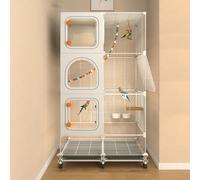 Bird Cage for Parakeets with Tray and Castors, Accessories Included, Suitable for Various Birds and Squirrels,