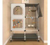 Bird Cage for Parakeets with Tray and Castors, Ideal for Various Birds and Squirrels, Includes Accessories, Spacious Design 73x37x137cm