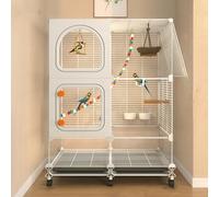 Bird Cage for Parakeets with Tray and Castors, Includes Accessories, Suitable for Various Birds, Squirrels, Canaries, Durable Construction and Easy to Clean