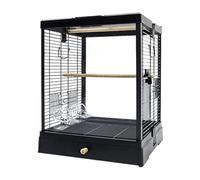 Bird Cage For Parrot Canaries Acrylic Clear Birdcages Stainless Steel Flight Cage Portable Bird Cage Durable Large Bird House Carrier Bird Aviary Outdoor,Black-21 cm L x 15 cm W x 18 cm H
