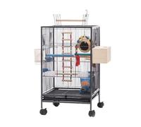 Bird Cage For Parrot Canaries Wrought Iron Birdcages Large Flight Cage With Stand Bird Cage For Pets For Family Outdoor Balcony Bird Aviary Outdoor,Black-45.6 * 86cm