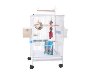 Bird Cage For Parrot Canaries Wrought Iron Birdcages Large Flight Cage With Stand Bird Cage For Pets For Family Outdoor Balcony Bird Aviary Outdoor,White-45.6 * 86cm