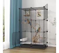 Bird Cage for Parrots, Parakeets, Lovebirds - Easy to Move with Feeder, Tray, and Platform - Indoor Aviary Home for Cockatiels and Pigeons (75 x 75 x 119cm)