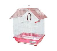 Bird Cage For Small Birds Durable Spacious Aviary Easy Access Door Includes Perches Slide-Out Feeder Ideal For Parrots Canaries Finches Sturdy Frame Compact Size Decorative And Functional(Red)