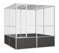 (grey, 213.5 x 217.5 x 211.5 cm) vidaXL Bird Cage Galvanised Steel Aviary House Anthracite/Grey Multi Sizes