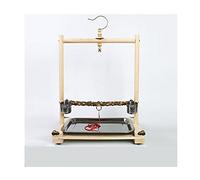 Bird Cage Hook-type Bird Stand Monk Starling Training Bird Stand Parrot Wooden Stand Small Bird Stainless Steel Chassis and Food Cup Flight Cage (S)