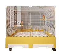 Bird Cage Indoor, Parrot Cage with Wheels, Transparent Acrylic Panel Conure Cage, for Parakeets, Canaries, Finches, Love Birds(Yellow)