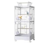 Bird Cage Large Flight Cage ABS+Steel Tube Parakeet Cages with Rolling Stand and Wheels,Wide Birdcage 18x18x39inch Bird Aviary