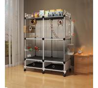 Bird Cage,Large Parrot cage with Acrylic Doors,4 Casters, Perch & Feeder, Detachable Drawer, Ideal for Cockatiels, Budgies, Conures, Indoor/Outdoor Use - Spacious Birdcage(Black,28.3x14.2x41.7in)