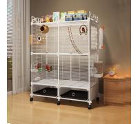 Bird Cage,Large Parrot cage with Acrylic Doors,4 Casters, Perch & Feeder, Detachable Drawer, Ideal for Cockatiels, Budgies, Conures, Indoor/Outdoor Use - Spacious Birdcage(White,28.3x14.2x41.7in)