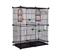 Bird Cage, Large Wrought Iron Portable Birdcage, Square Design for Indoor and Outdoor Use, Spacious Habitat for Birds