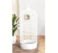 Bird Cage Mesh Bird Aviary Wire Tall Tiel Cage Round Parrot Cage Iron Flight Birdcag Bird Carrier Travel Cage with Grass Nest(Wei)