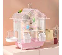 Bird Cage Metal Bird Aviary Tall Tiel Cage Hanging Parrot Cage Flight Birdcag Bird Carrier Pet Bird Cage w/Stand and Food Cup(Rose,Small)