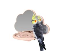 Bird Cage Mirror - Perch Toy with Feeding Bowl, Interactive Parakeet Mirror, Bird Play Stand | Entertainment and Mental Stimulation for Birds, Cockatiels,