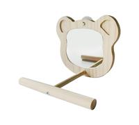 Bird Cage Mirror With Wooden Perch - Interactive Parakeet Cage Toy Mirror | Parrot Play Stand For Budgies, Cockatiels, Lovebirds, African Grey & Small Birds | Parrot Perches & Accessories