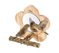 Bird Cage Mirror with Wooden Pole - Funny Finch Mirror | Budgies Toy for Finches Cockatiel | Macaw Parakeet Love Parakeet Canary Bird Cage Mirror with