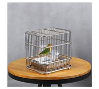 Bird Cage Myna Thrush Budgerigar Stainless Steel Bird Cage Square Small Bath Cage Stainless Steel Bird Cage Accessories Pet House (S)