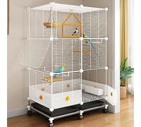 Bird Cage Parakeet Cage, Bird Cage DIY Design with Casters and Tray, with Platform/Bird Stand/ 2 Food Bowls/Slide-out Tray ()