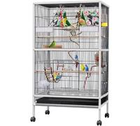 Bird Cage, Parrot Cage, Metal Cage With Rooftop Ladder And Playtop For Cockatiels Parakeets Lovebirds Flight Perches Birdcage