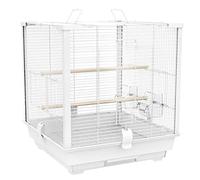 Bird Cage Parrot Cage Small Birds Small-Size Travel Bird Cage, Deluxe Square Parakeet Cages, Column Type Aluminum Sturdy Flight Cage (Color : B-Set1)