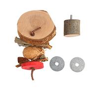 Bird Cage Perch Platform Natural Safe Edible Bite Resistant Round Wooden Stand Platform with Chewing String for Parrots Bite the String Jumping Platform Wood Bark Nuts (Small Size)