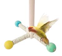 Bird Cage Perch - Playful Bird Wooden Perch Toy - Rotating Stand Interactive Chewer for Lovebird Cockatiel Canary Parakeet Pet Conure Pigeon