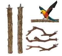 Bird Cage Perches, 5 Pieces Interactive Wooden Toys for Play and Awakening | Natural Branches - For Bird Cage: Parakeets, Cockatiels, Parakeets, Parakeets, Parakeets, Collared Parakeets,