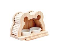 Bird Cage Perches | Ceramic Drinking Trough Feeder - Wooden Hanging Perches for Budgies, for Research Training Chewing Cockatiel Games Conure