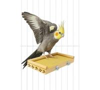 Bird Cage Platform Perch - Wooden Shelf with Burned Footsteps & Doweling - Strong Landing Pad for Cockatiels, Budgies, Parakeets & Small Birds