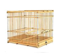 Bird Cage Portable Bamboo Vintage Square Large Carrier for Pet Birds, Retro Design for Home Use