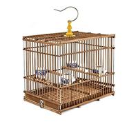 Bird Cage Portable Bamboo Vintage Square Large Carrier for Pet Birds, Retro Design for Home Use