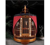 Bird Cage Round Bamboo Bird Cage Exquisite Carved Birdcages Portable Bird Carriers With Roll Cage For Home Parakeet Bird House Decoration Novel design,L (M)
