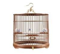 Bird Cage Round Handmade Vintage Style Carrier for Birds, Bamboo Construction, Ideal for Small Bird Transportation and Home Decor
