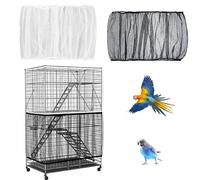 Bird Cage Seed Catcher, Bird Cage Cover, 2 Pcs XL Set for Preventing Seed Scatter, Universal Fit for Round and Square Cages, Easy to Clean and Maintain (White and Black)