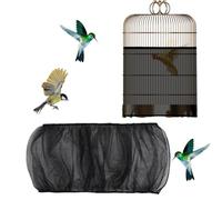Bird Cage Seed Catcher, Large Stretchy Form Fitting Mesh Skirt Cover, Adjustable Soft Airy Nylon Mesh Net, Birdcage Cover Skirt Seed Guard for Parrot Parakeet Macaw Round Square Cages (Black)