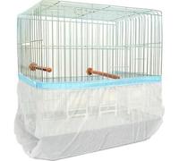 Bird Cage Seed Catcher Pocket Style Nylon Mesh Stretchy Cover, for cage birds canaries parakeets, Medium Large Extra-Large, 6 colors red blue green yellow pink purple (blue, large)