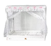 Bird Cage Seed Catcher, Stretchy Mesh Skirt Cover for Round Square Cages, Sheer and Breathable Parrot Nylon Mesh Net Cover, Seed Guard Pet Cage Birds for Parrot Parakeet (Pink,L)