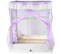 Bird Cage Seed Catcher, Stretchy Mesh Skirt Cover for Round Square Cages, Sheer and Breathable Parrot Nylon Mesh Net Cover, Seed Guard Pet Cage Birds for Parrot Parakeet (Purple,S)