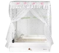 Bird Cage Seed Catcher, Stretchy Mesh Skirt Cover for Round Square Cages, Sheer and Breathable Parrot Nylon Mesh Net Cover, Seed Guard Pet Cage Birds for Parrot Parakeet (Pink,S)
